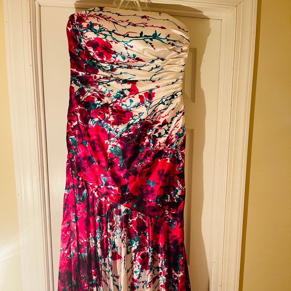Pink and white prom dress